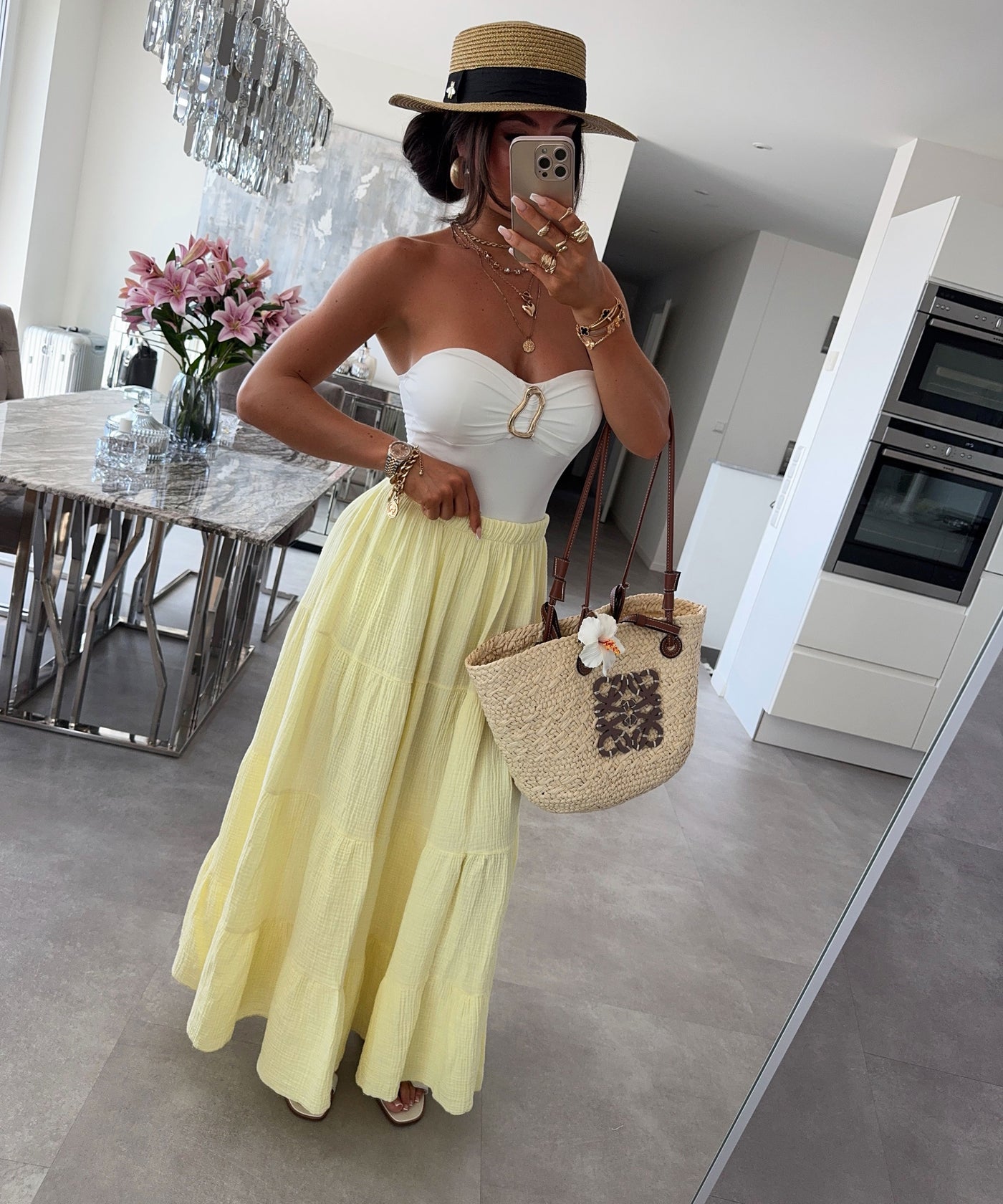Maxi Musselin Rock Sira Gelb Ladypolitan ♡