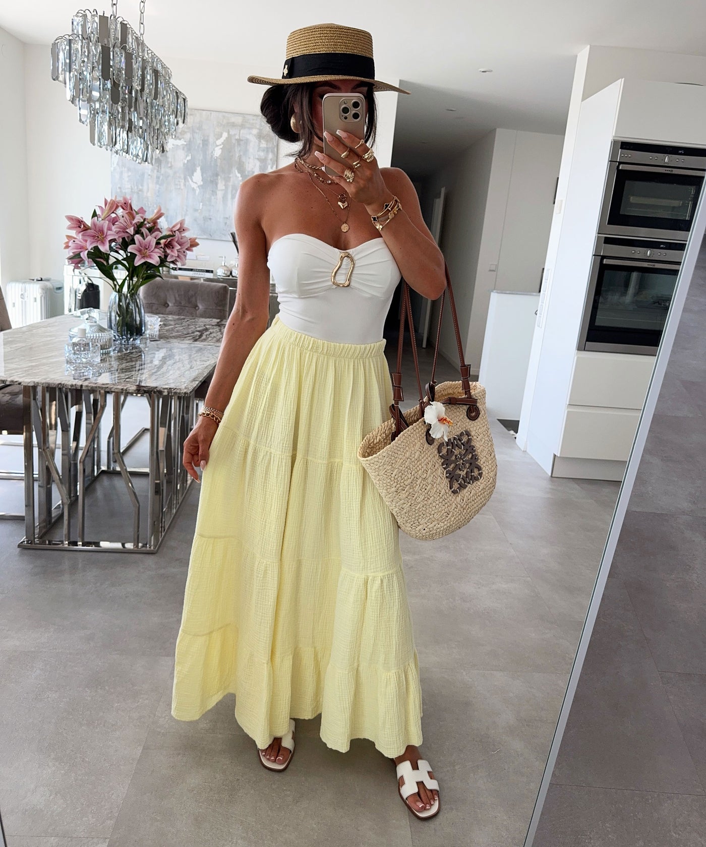 Maxi Musselin Rock Sira Gelb Ladypolitan ♡