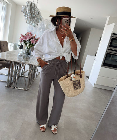 Leinen Bluse Nell Taupe Ladypolitan ♡