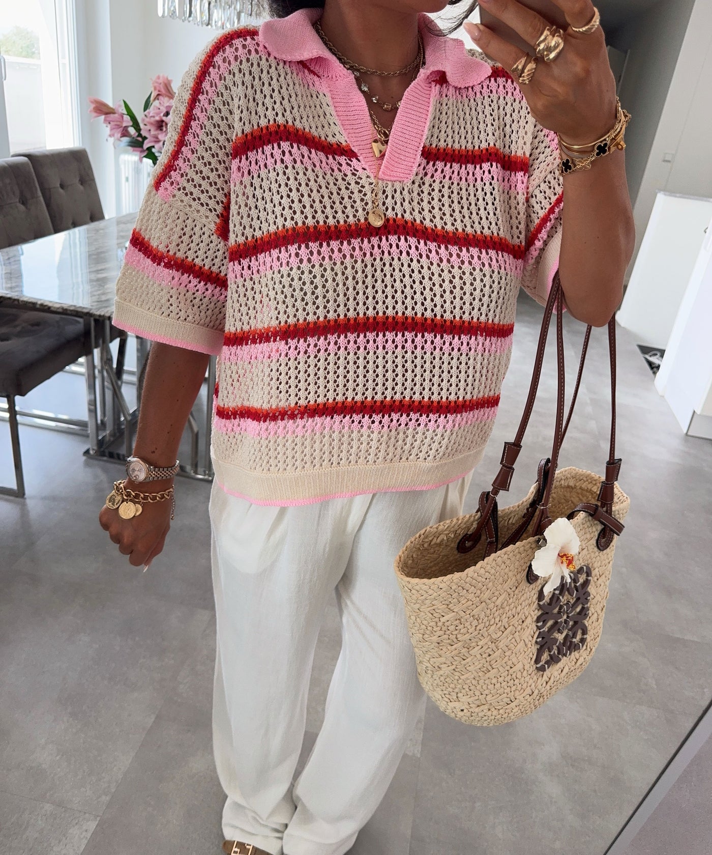 T-Shirt Sophia Rot Beige Ladypolitan ♡