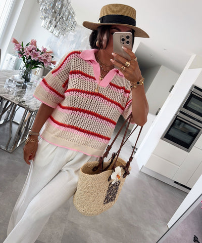 T-Shirt Sophia Rot Beige Ladypolitan ♡