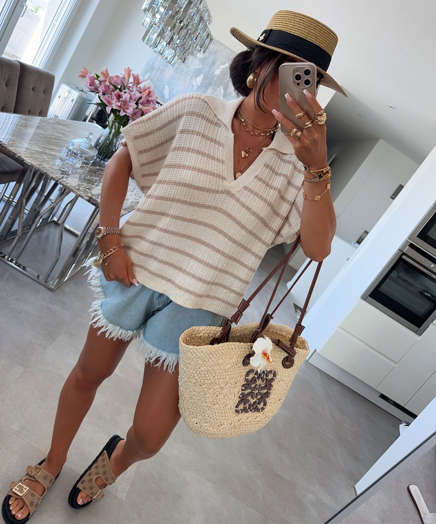 Strick T-Shirt Ilenia Taupe Ladypolitan ♡