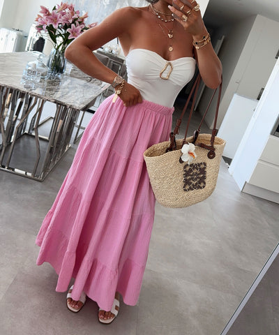 Maxi Musselin Rock Sira Hellpink Ladypolitan ♡