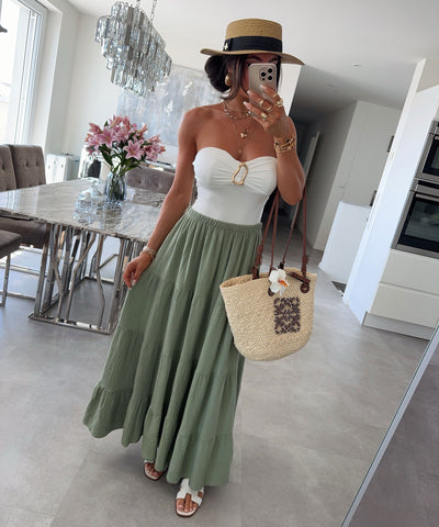Maxi Musselin Rock Sira Khaki Ladypolitan ♡