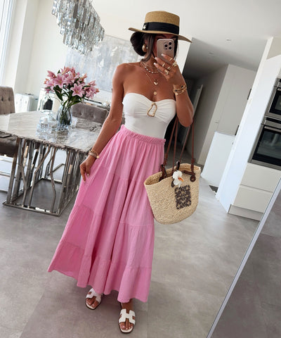 Maxi Musselin Rock Sira Hellpink Ladypolitan ♡