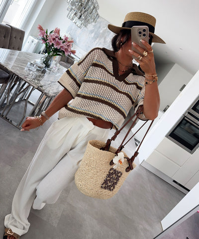 T-Shirt Sophia Braun Beige Ladypolitan ♡