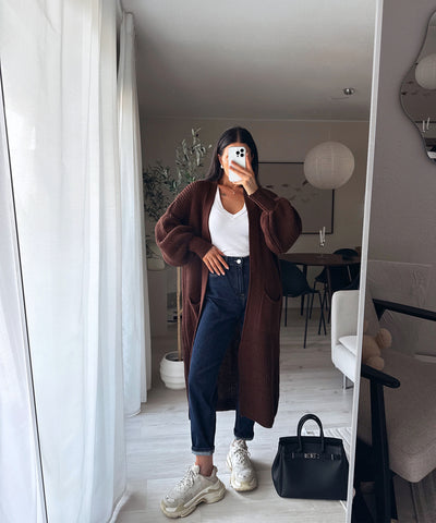 Cardigan Leilani lang Dunkelbraun Ladypolitan - Fashion Onlineshop für Damen