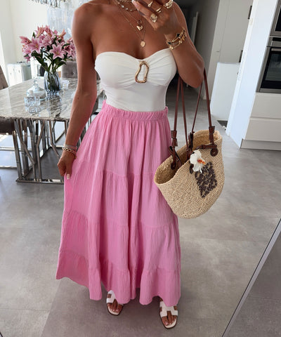 Maxi Musselin Rock Sira Hellpink Ladypolitan ♡