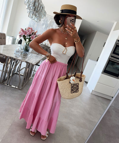 Maxi Musselin Rock Sira Hellpink Ladypolitan ♡