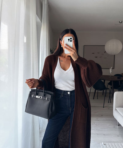 Cardigan Leilani lang Dunkelbraun Ladypolitan - Fashion Onlineshop für Damen