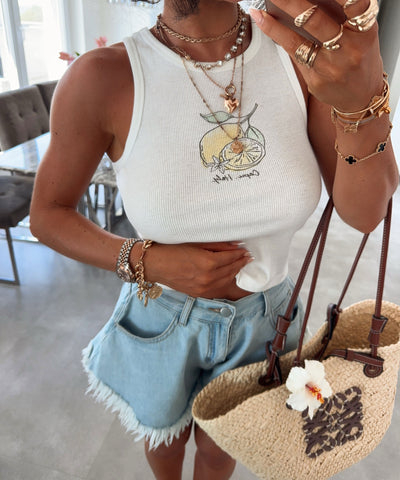 Top Capri Weiß Ladypolitan ♡