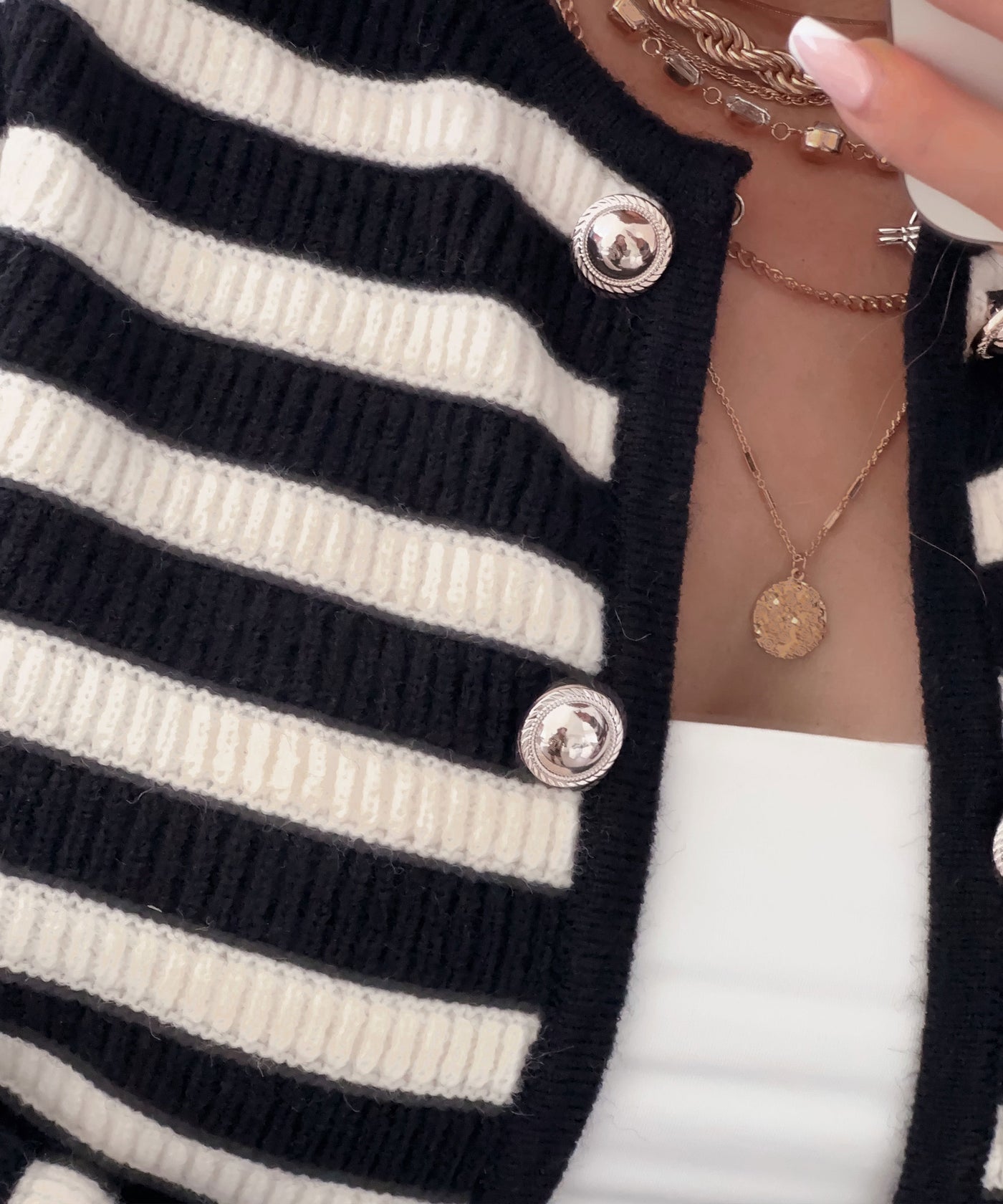 Cardigan Streifen Manila Schwarz Beige  Ladypolitan ♡   