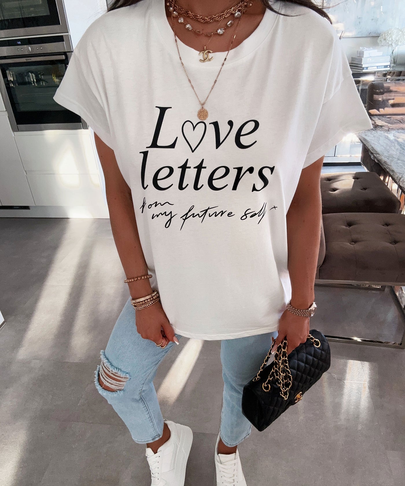 Print T-Shirt Love Letters Weiß