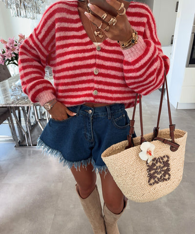 Cardigan Fabia Streifen Rot Pink Ladypolitan ♡