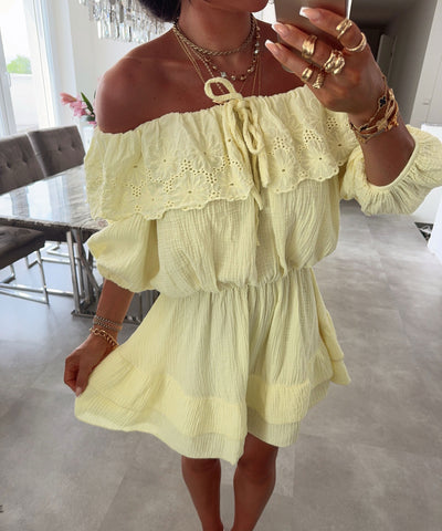 Musselin Kleid Stelia Gelb Ladypolitan ♡