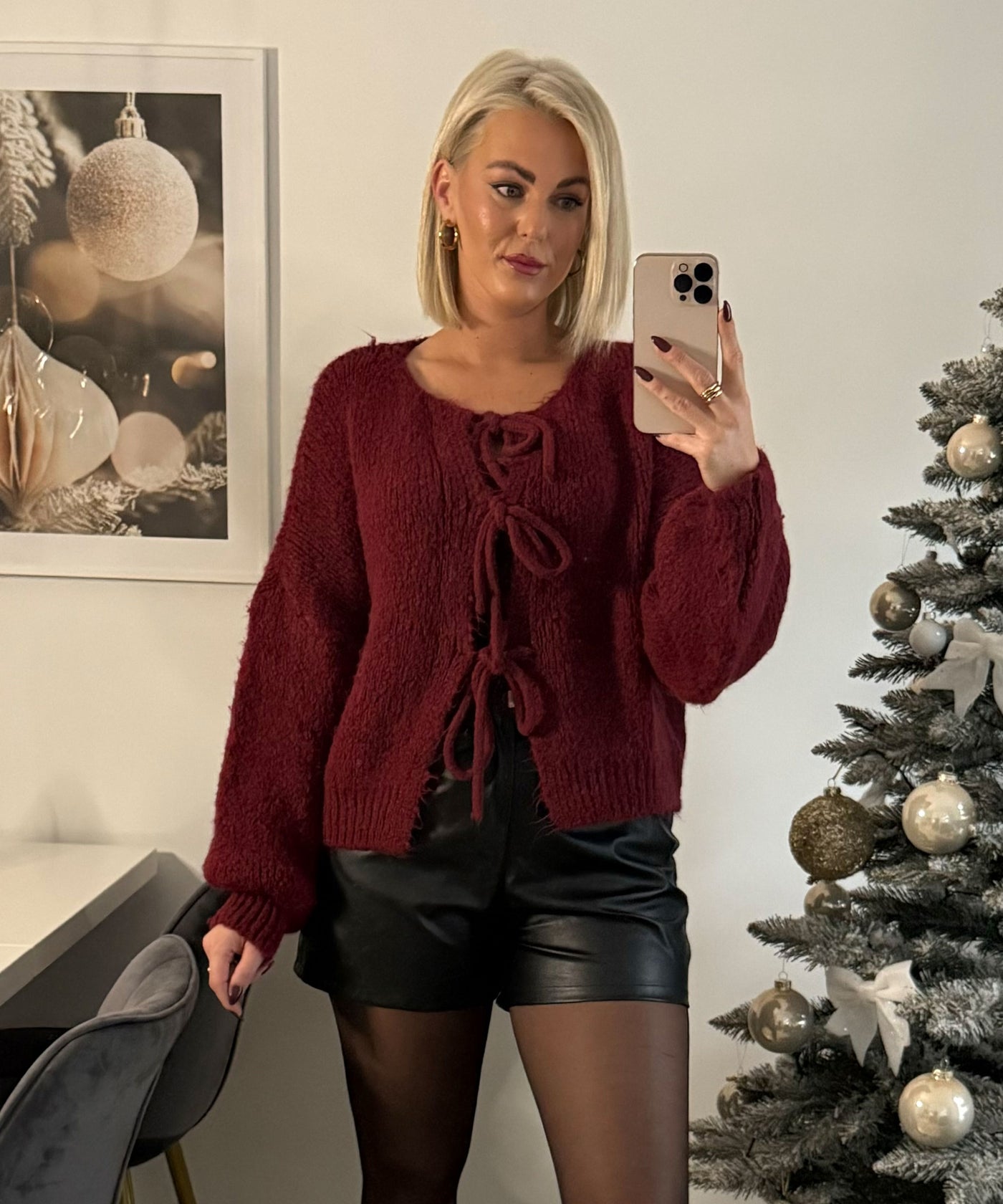Cardigan Schleife Fia Weinrot Ladypolitan ♡