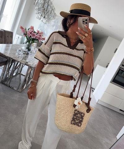 T-Shirt Sophia Braun Beige Ladypolitan ♡
