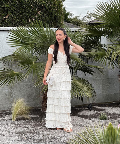 Kleid mit Volant Rumer Cremeweiß Ladypolitan ♡