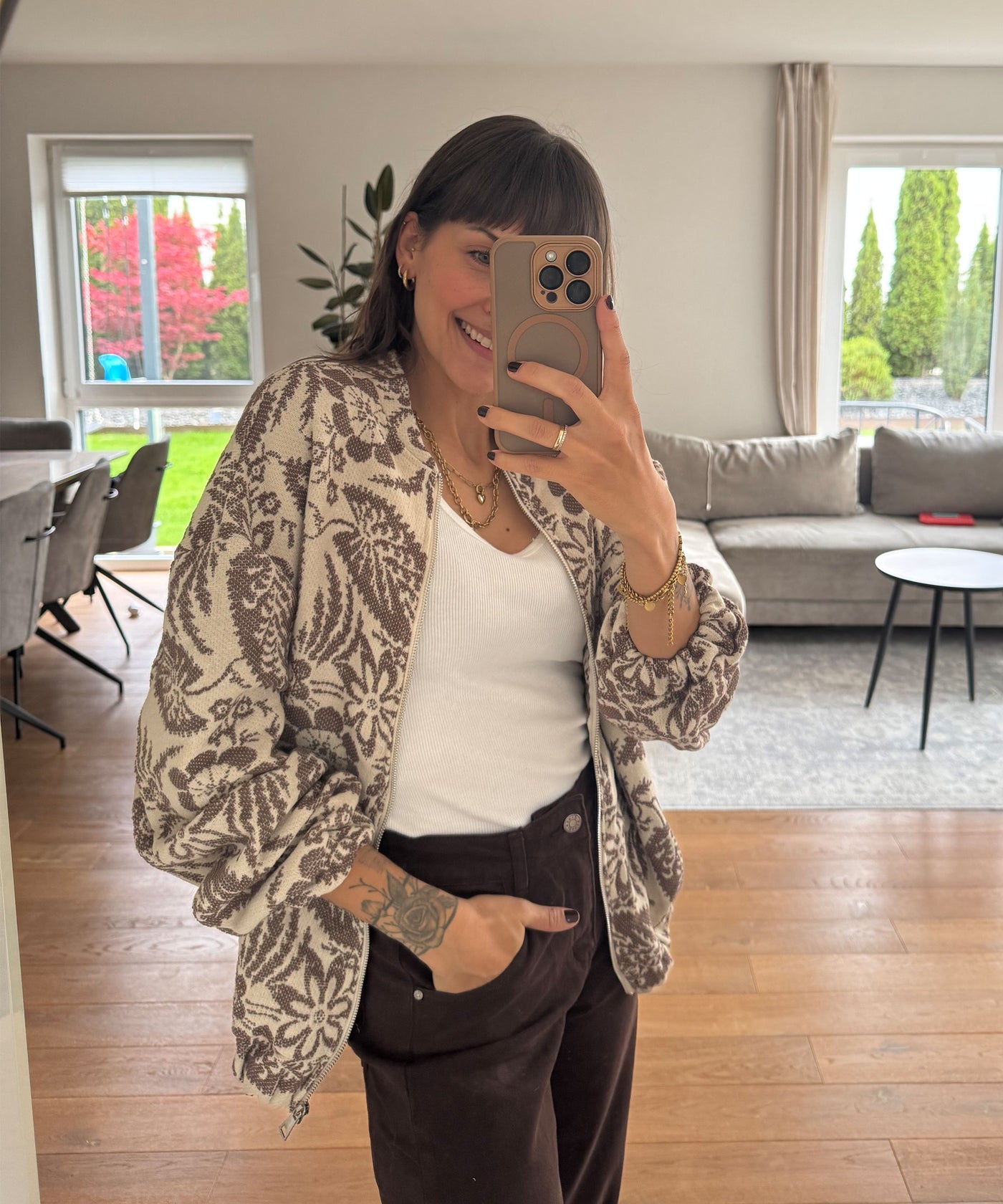 Jacke Flower Braun Ladypolitan ♡