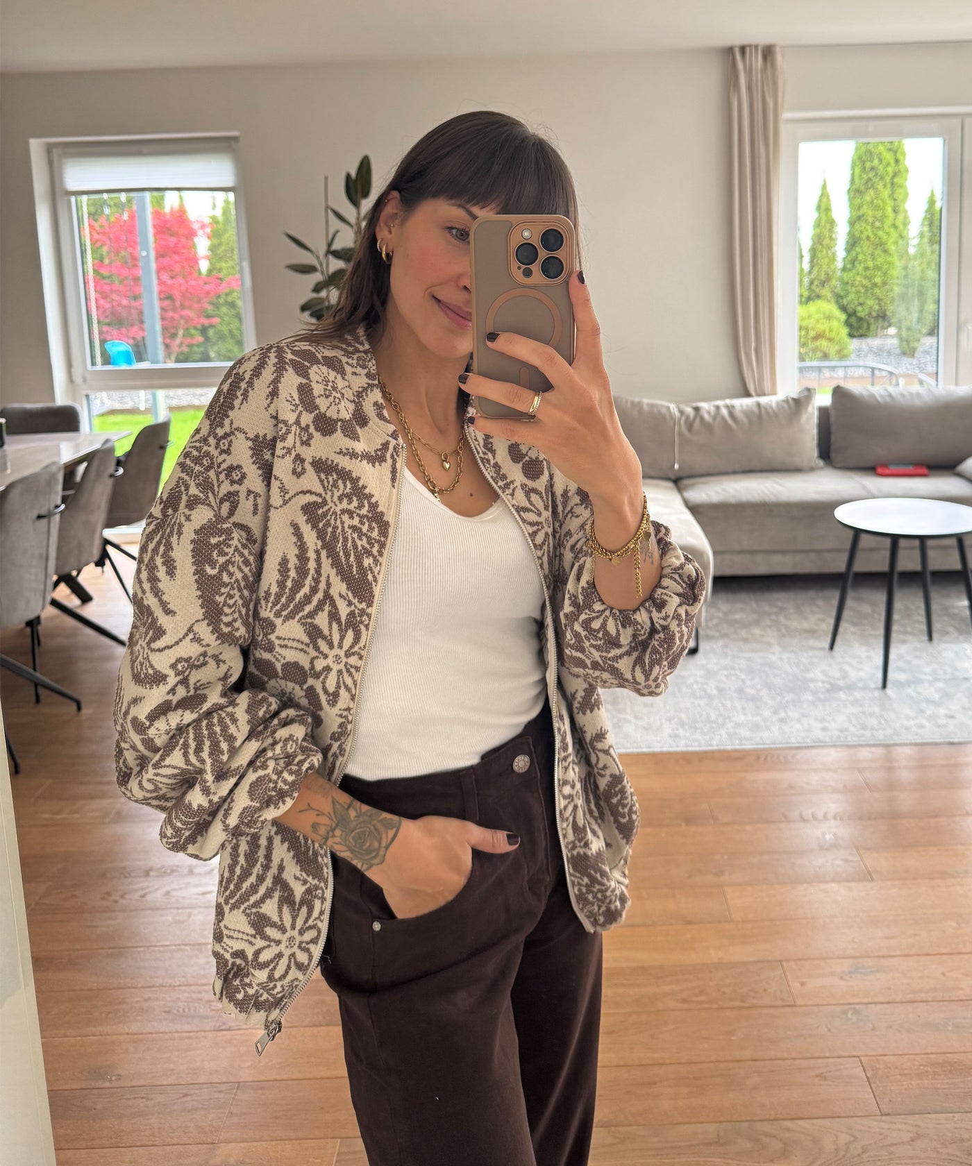 Jacke Flower Braun Ladypolitan ♡