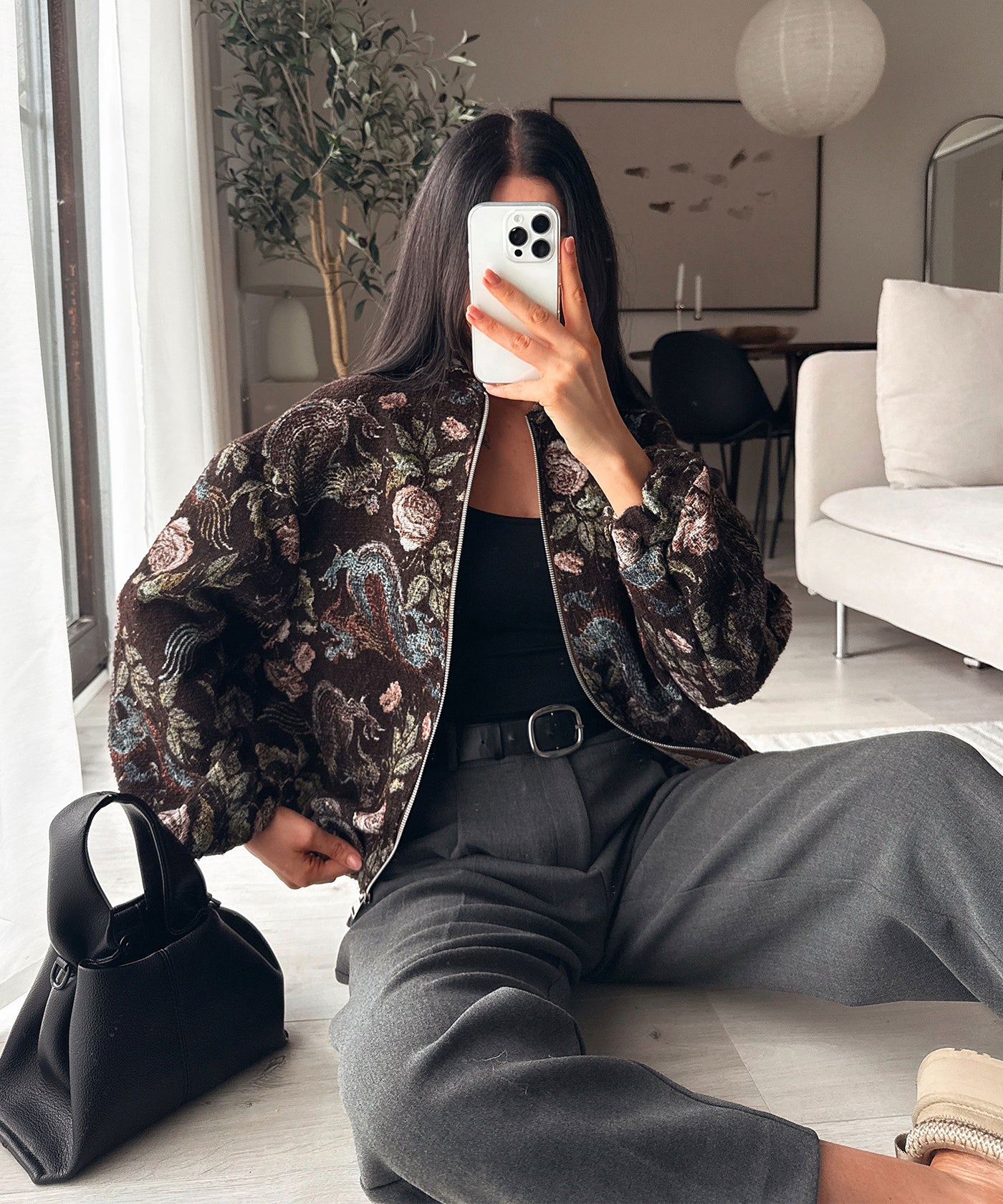 Jacke Flower Rose Dunkelbraun Ladypolitan ♡