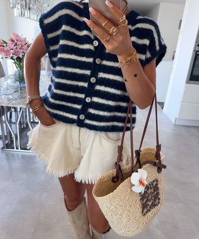 Kurzarm Cardigan Nalya Marineblau Ladypolitan ♡