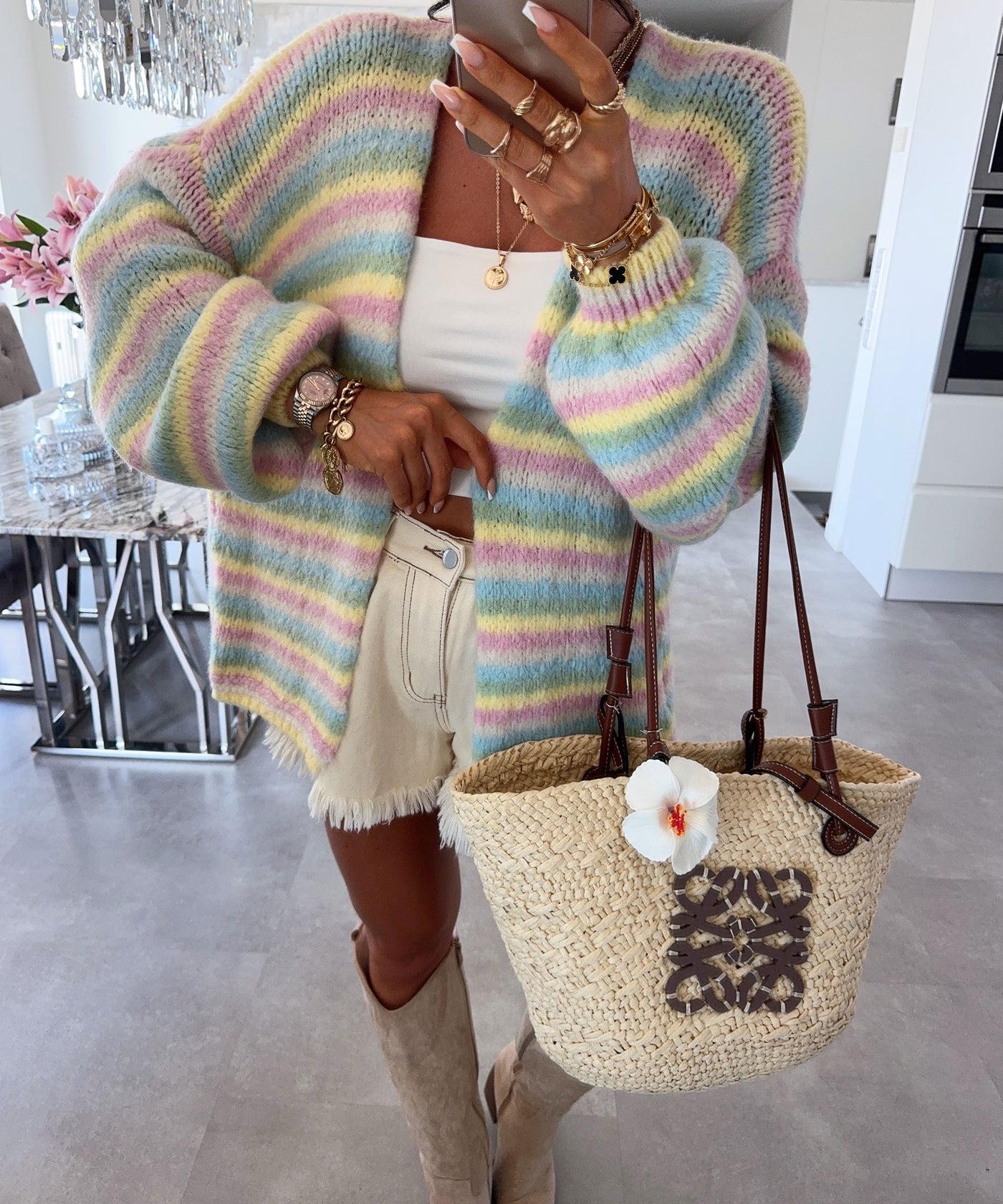Cardigan Vaila Streifen Hellblau Ladypolitan ♡