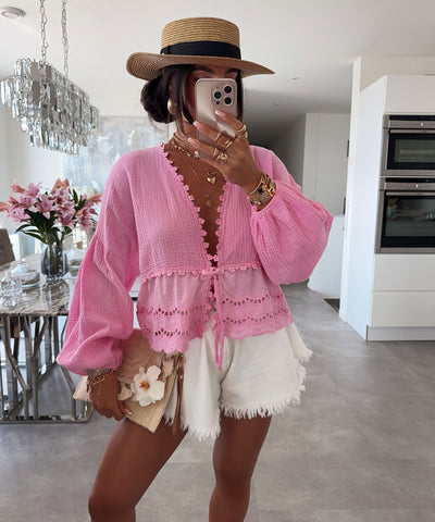 Musselin Bluse Rena Hellpink Ladypolitan ♡