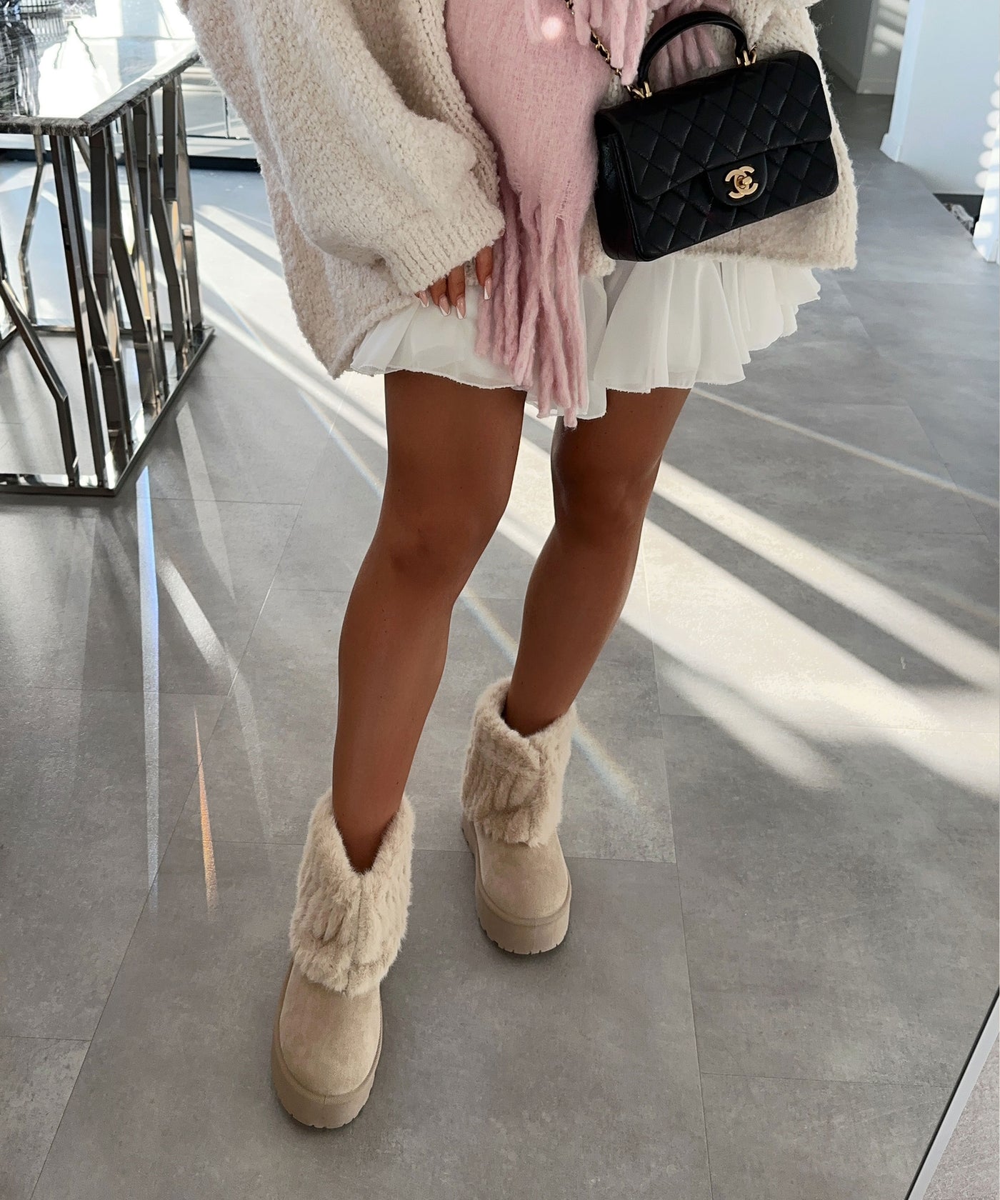 Plateau Boots Mit Fell Luna Beige  Ladypolitan ♡   