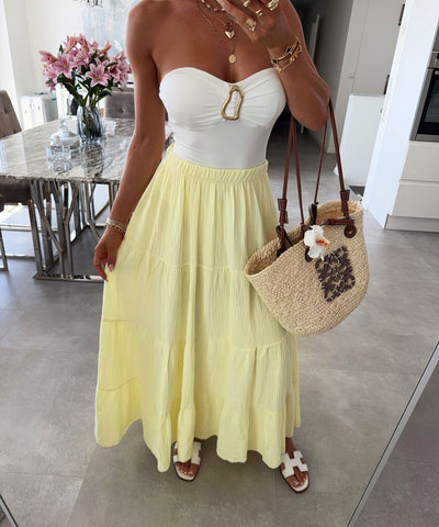 Maxi Musselin Rock Sira Gelb Ladypolitan ♡