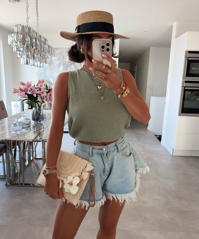 Musselin Top Sofie Khaki Ladypolitan ♡