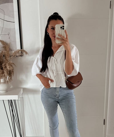 Musselin Bluse Elora Weiß Ladypolitan ♡