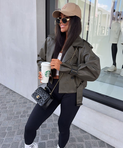 Lederjacke Farina Khaki Ladypolitan ♡