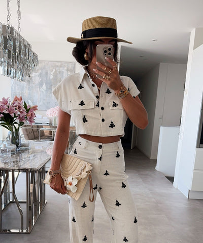 Leinenbluse Fiona Cremeweiß Ladypolitan ♡