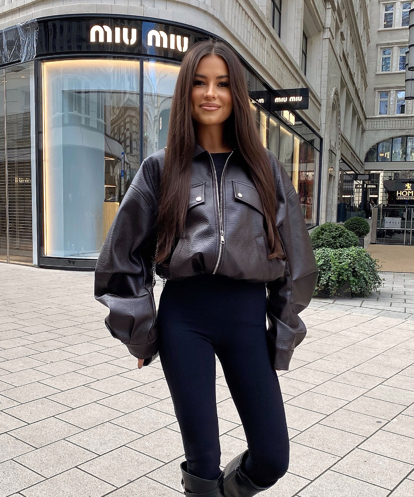 Oversize Lederjacke Hana Braun Ladypolitan ♡