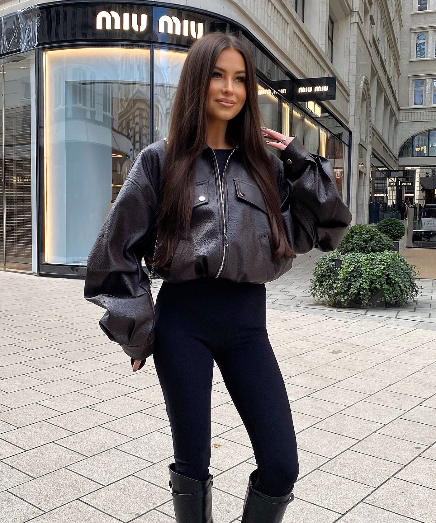 Oversize Lederjacke Hana Braun Ladypolitan ♡