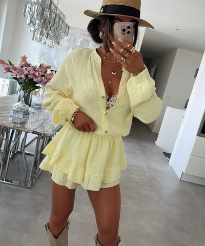 Musselin Jumpsuit Juana Gelb Ladypolitan ♡