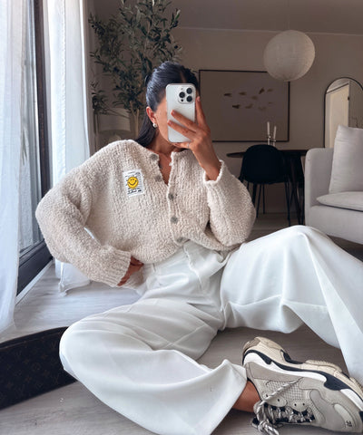 Bouclé Cardigan Smiley Beige Ladypolitan ♡