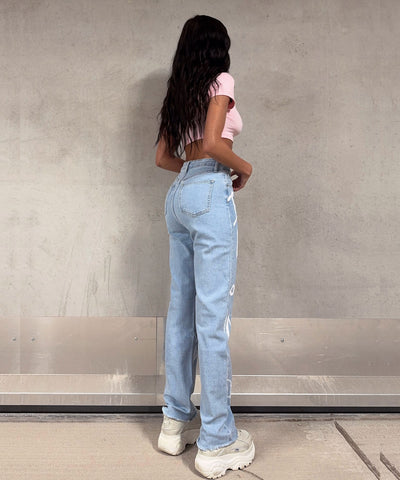 Stretch Wide Leg Jeans Lya Quote Weiß Ladypolitan ♡