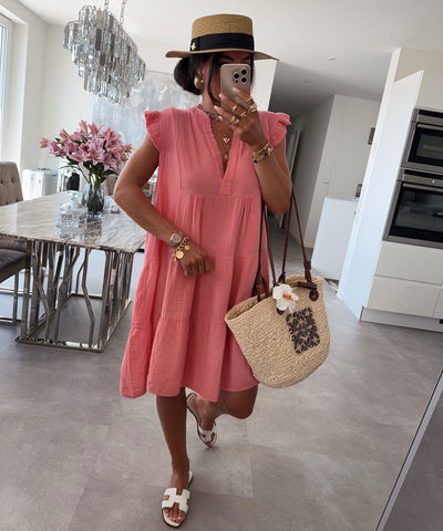 Musselin Kleid Inesa Uni Peach Ladypolitan ♡