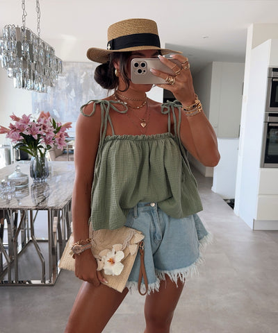 Musselin Top Leann Khaki Ladypolitan ♡