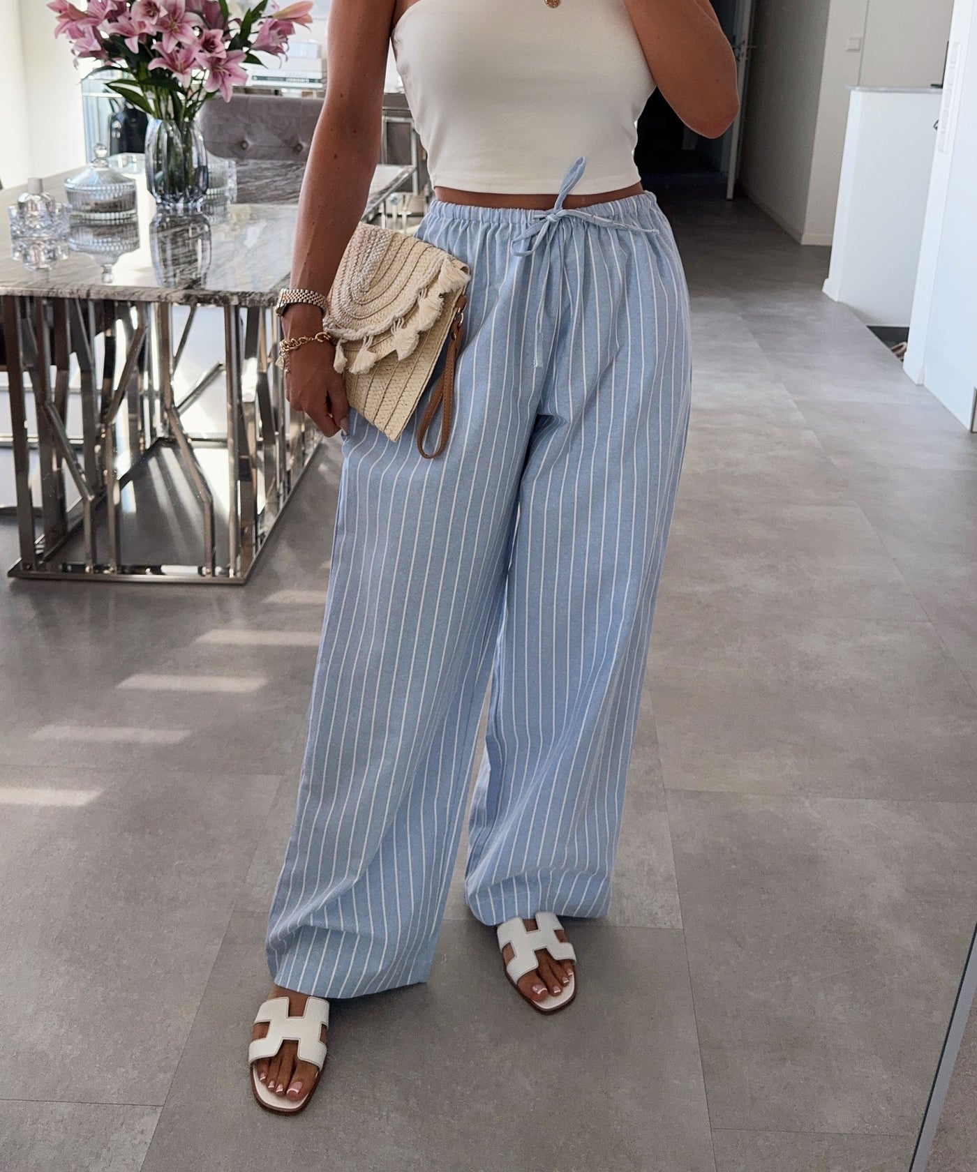 Stoffhose Ihana Streifen Hellblau Ladypolitan ♡