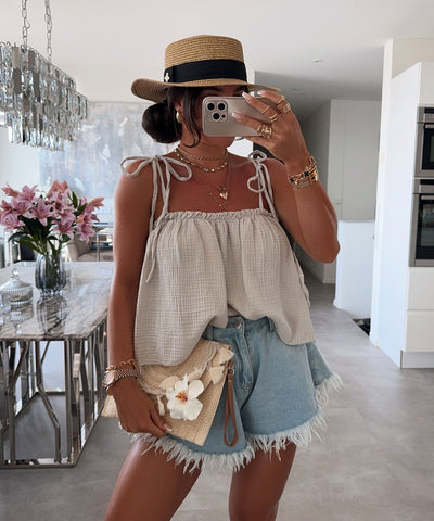 Musselin Top Leann Beige Ladypolitan ♡