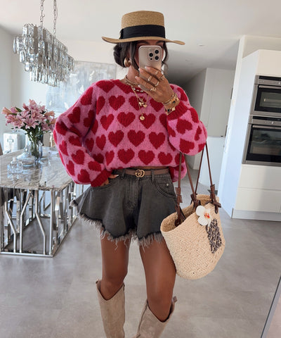 Pullover Mona Herzen Rot Ladypolitan ♡