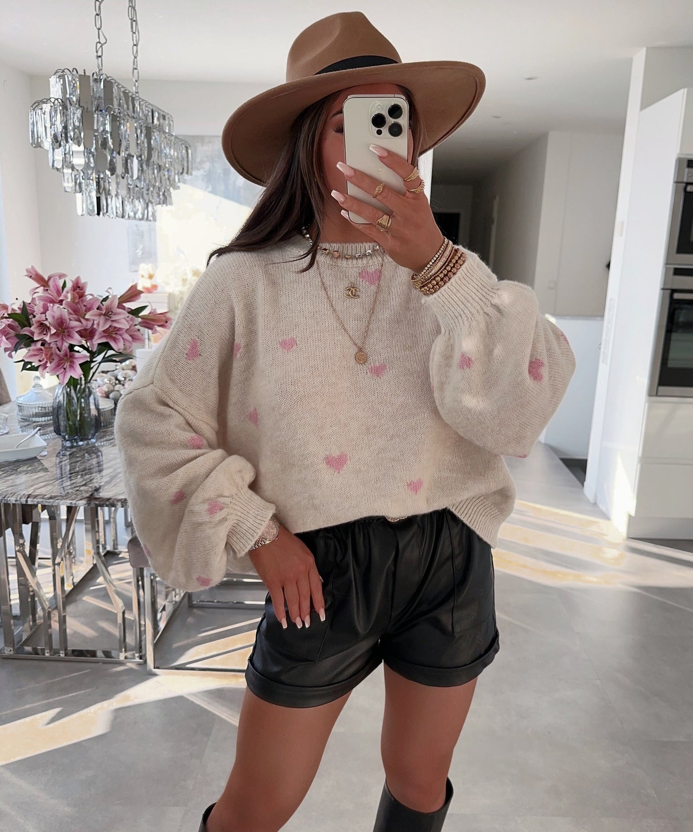 Oversize Pullover Joslin Beige Rosa  Ladypolitan ♡   