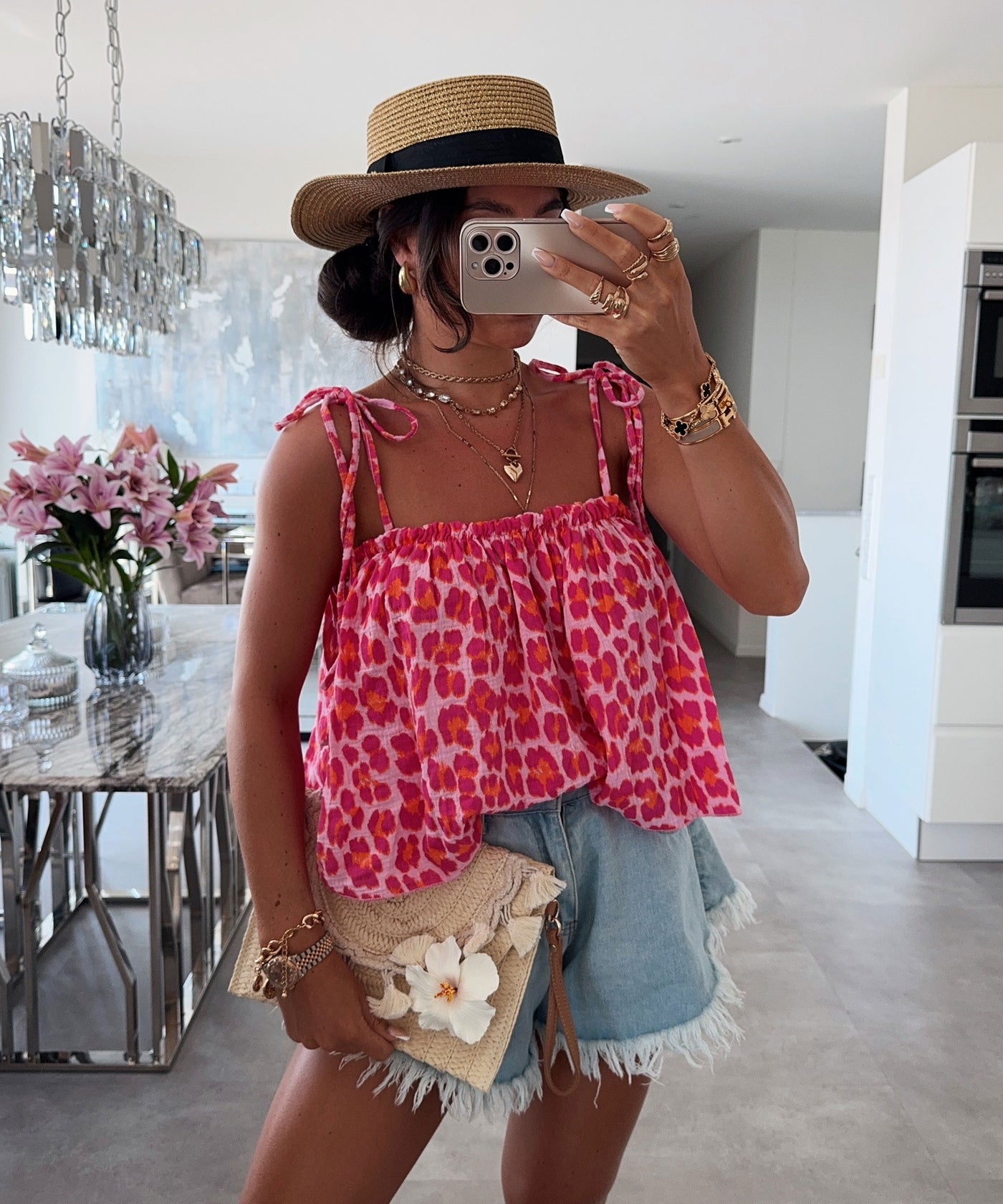 Musselin Top Leann Leo Pink Ladypolitan ♡