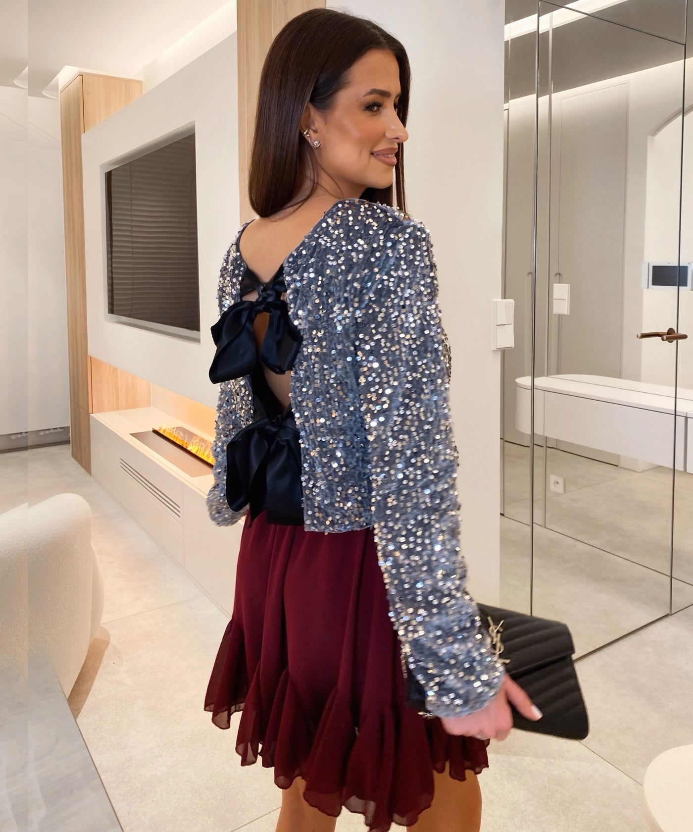 Pailletten Oberteil Kristy Grau