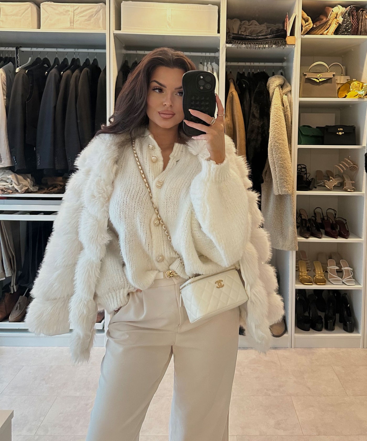 Oversize Strickjacke Jalsi Kurz Weiß