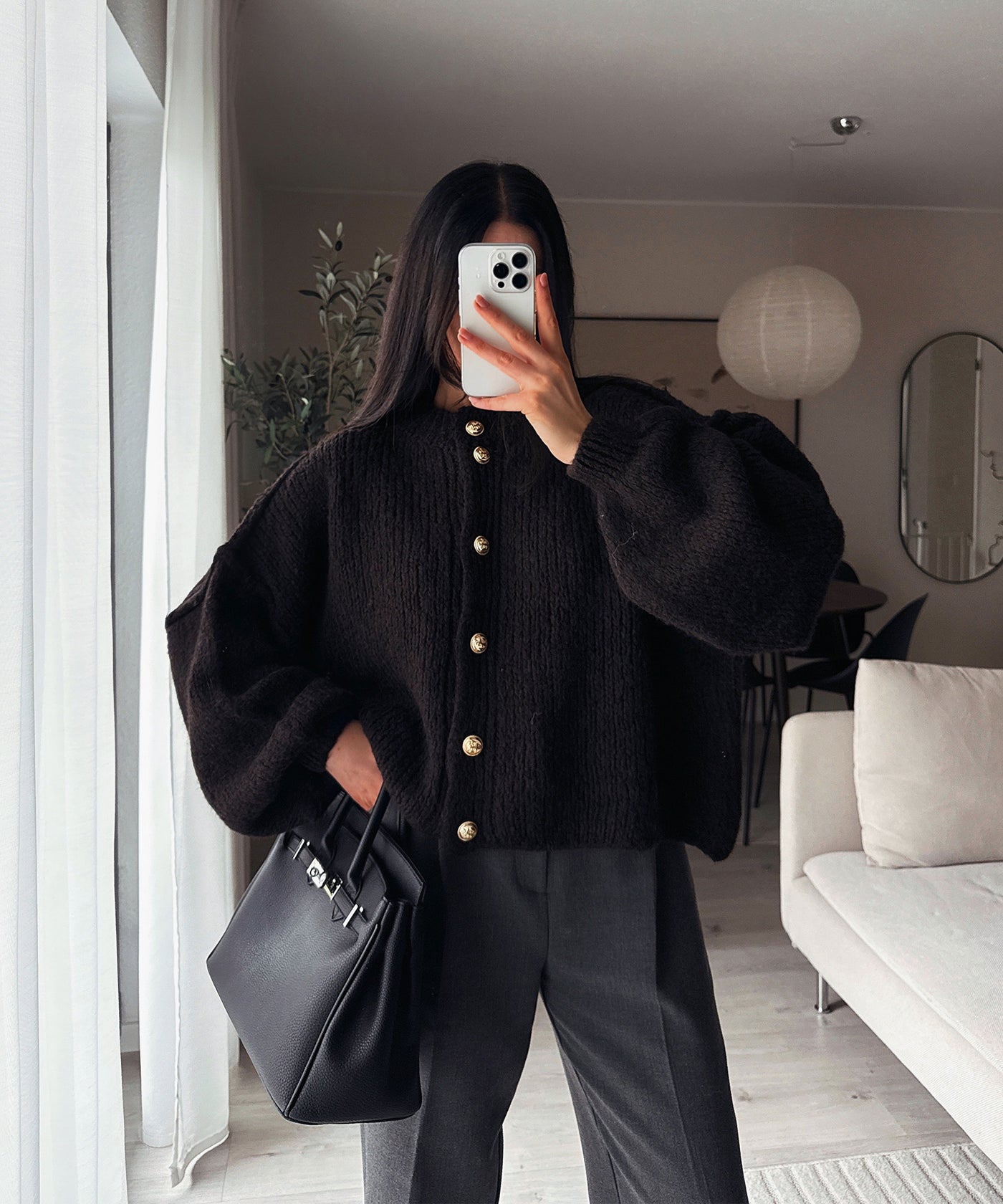 Oversize Strickjacke Jalsi Kurz Schwarz Ladypolitan ♡