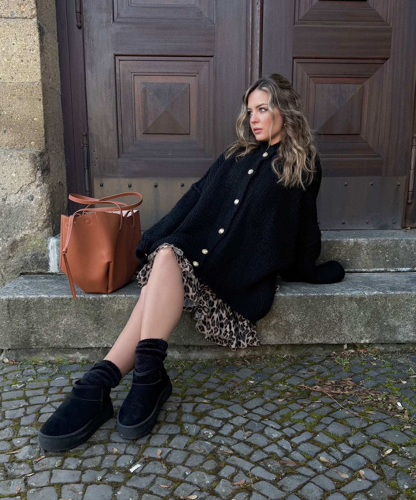 Oversize Strickjacke Jalsien Schwarz